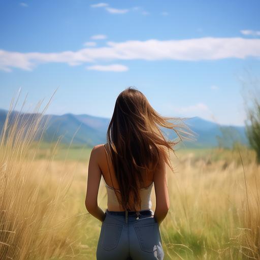 护卫者2电影免费观看草原上的美女背影_自然风景_图库_素材_回车素材